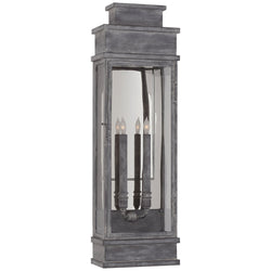 Chapman & Myers Linear Large Wall Lantern in Weathered Zinc with Clear Glass