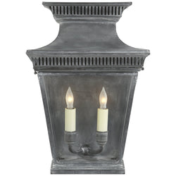 Chapman & Myers Elsinore Medium 3/4 Wall Lantern in Weathered Zinc with Clear Glass