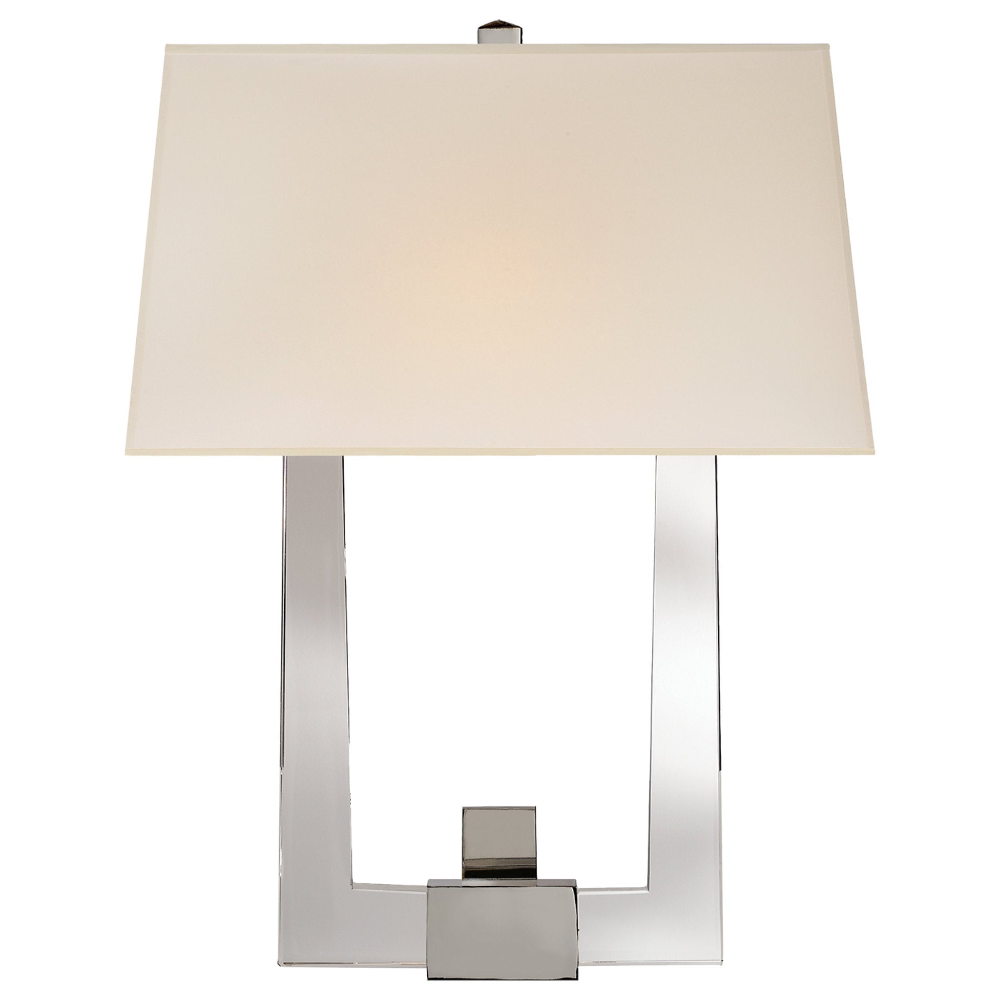 Chapman & Myers Edwin Double Arm Sconce in Crystal and Polished Nickel with Silk Shade