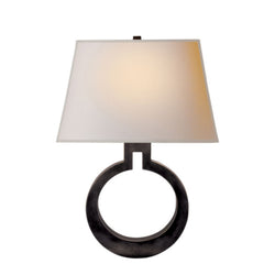 Chapman & Myers Ring Form Large Wall Sconce in Bronze with Natural Paper Shade