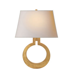 Chapman & Myers Ring Form Large Wall Sconce in Gild with Natural Paper Shade