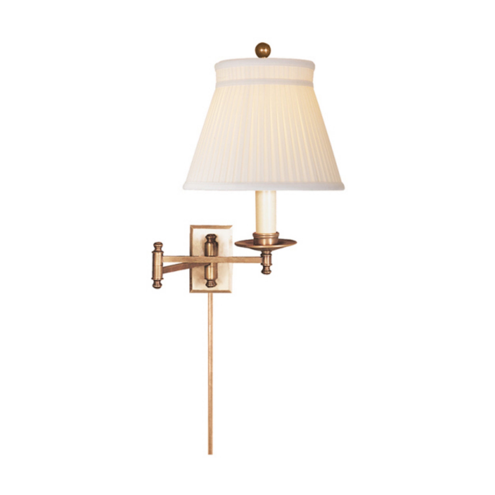 Chapman & Myers Dorchester Swing Arm in Antique-Burnished Brass with Silk Crown Shade