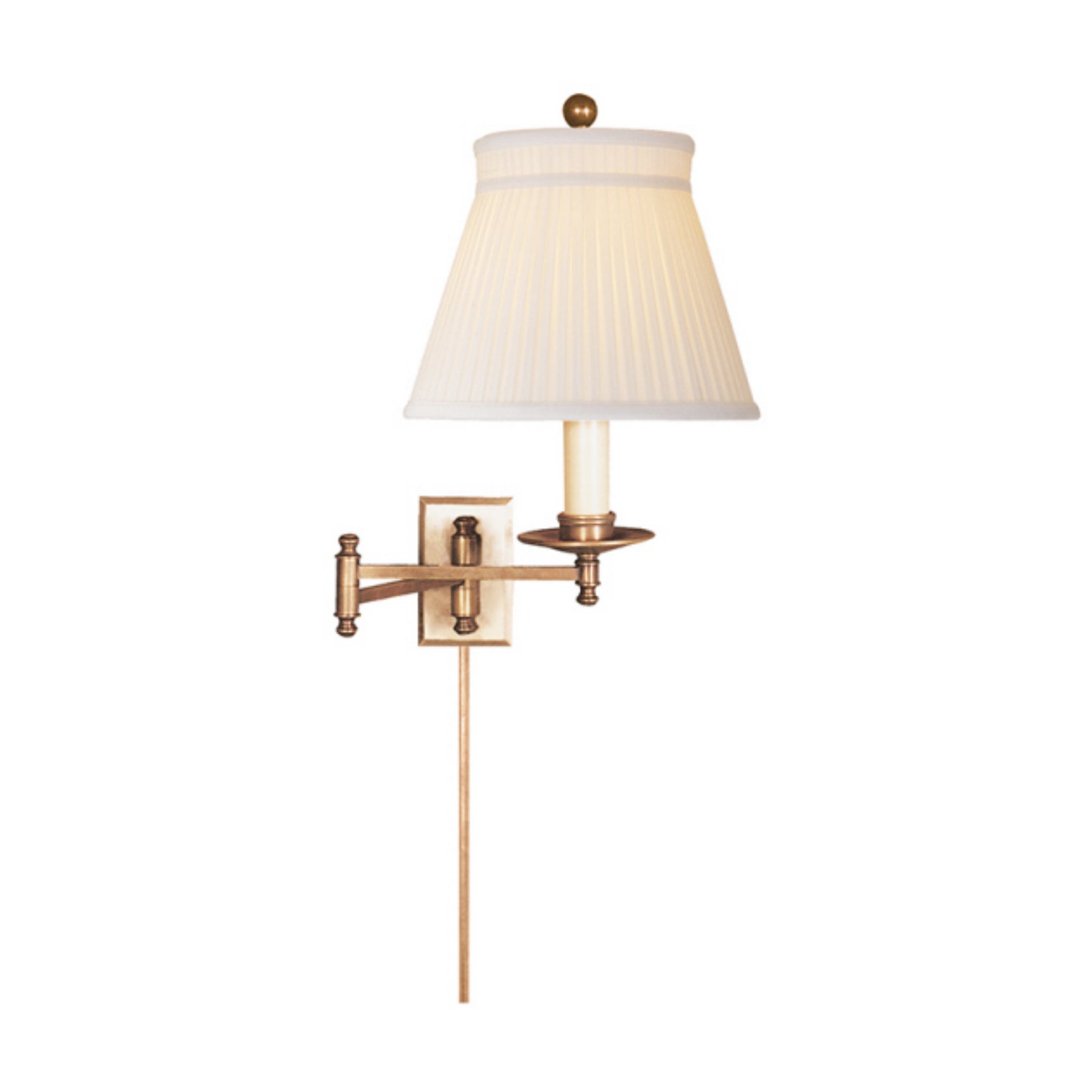 Chapman & Myers Dorchester Swing Arm in Antique-Burnished Brass with Silk Crown Shade Wall Light W19.25" x H15"