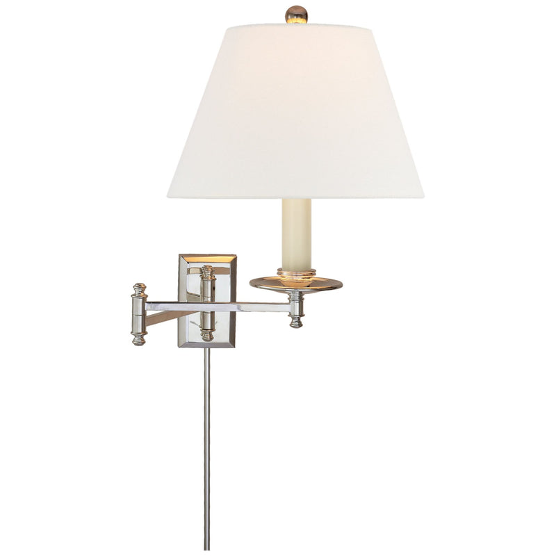 Chapman & Myers Dorchester Swing Arm in Polished Nickel with Linen Shade