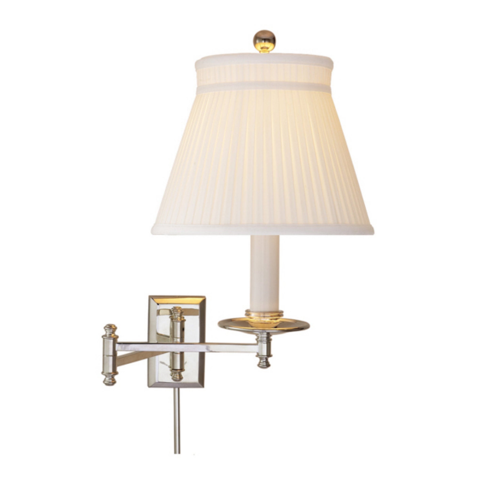 Chapman & Myers Dorchester Swing Arm in Polished Nickel with Silk Crown Shade