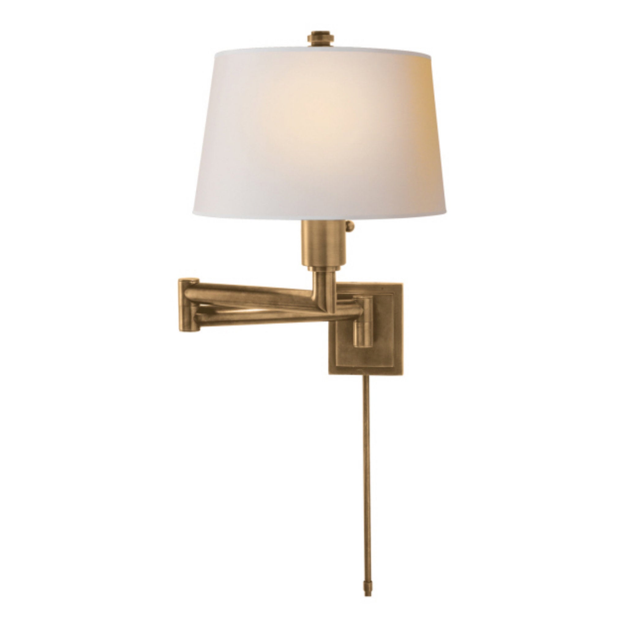 Chapman & Myers Chunky Swing Arm in Antique-Burnished Brass with Natural Paper Shade