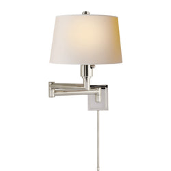 Chapman & Myers Chunky Swing Arm in Polished Nickel with Natural Paper Shade