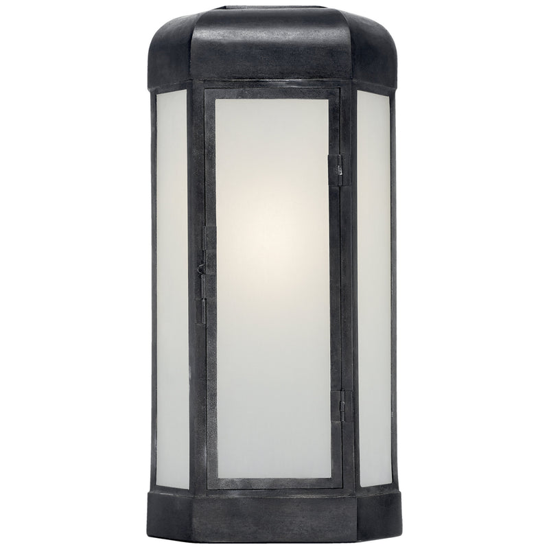Chapman & Myers Dublin Large Faceted Sconce in Aged Iron with Frosted Glass