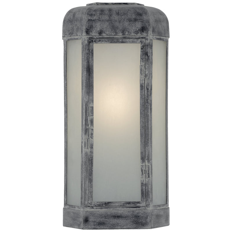 Chapman & Myers Dublin Large Faceted Sconce in Weathered Zinc with Frosted Glass