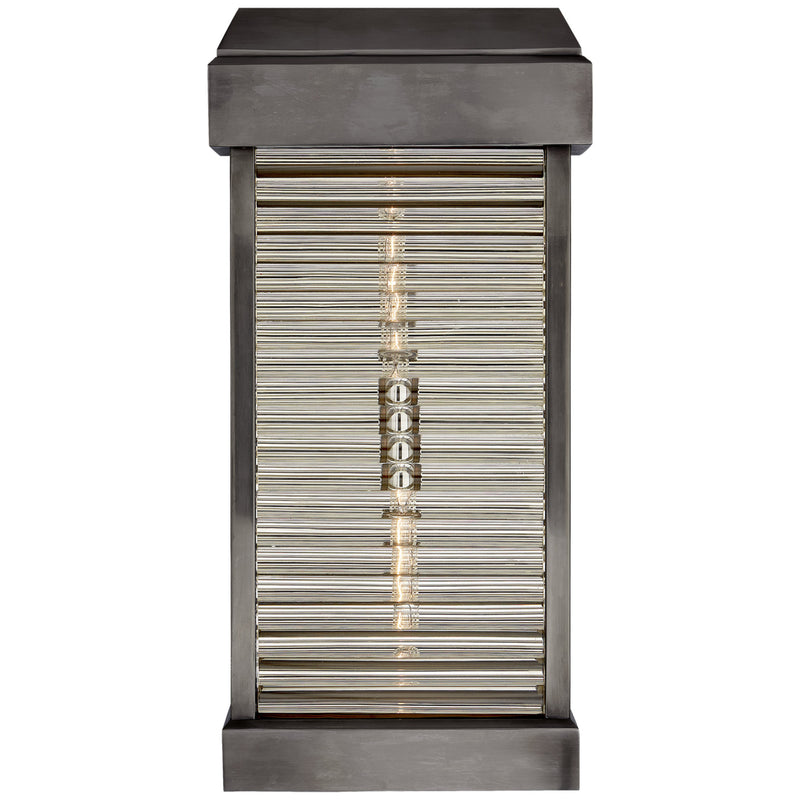 Chapman & Myers Dunmore Large Curved Glass Louver Sconce in Bronze with Clear Glass