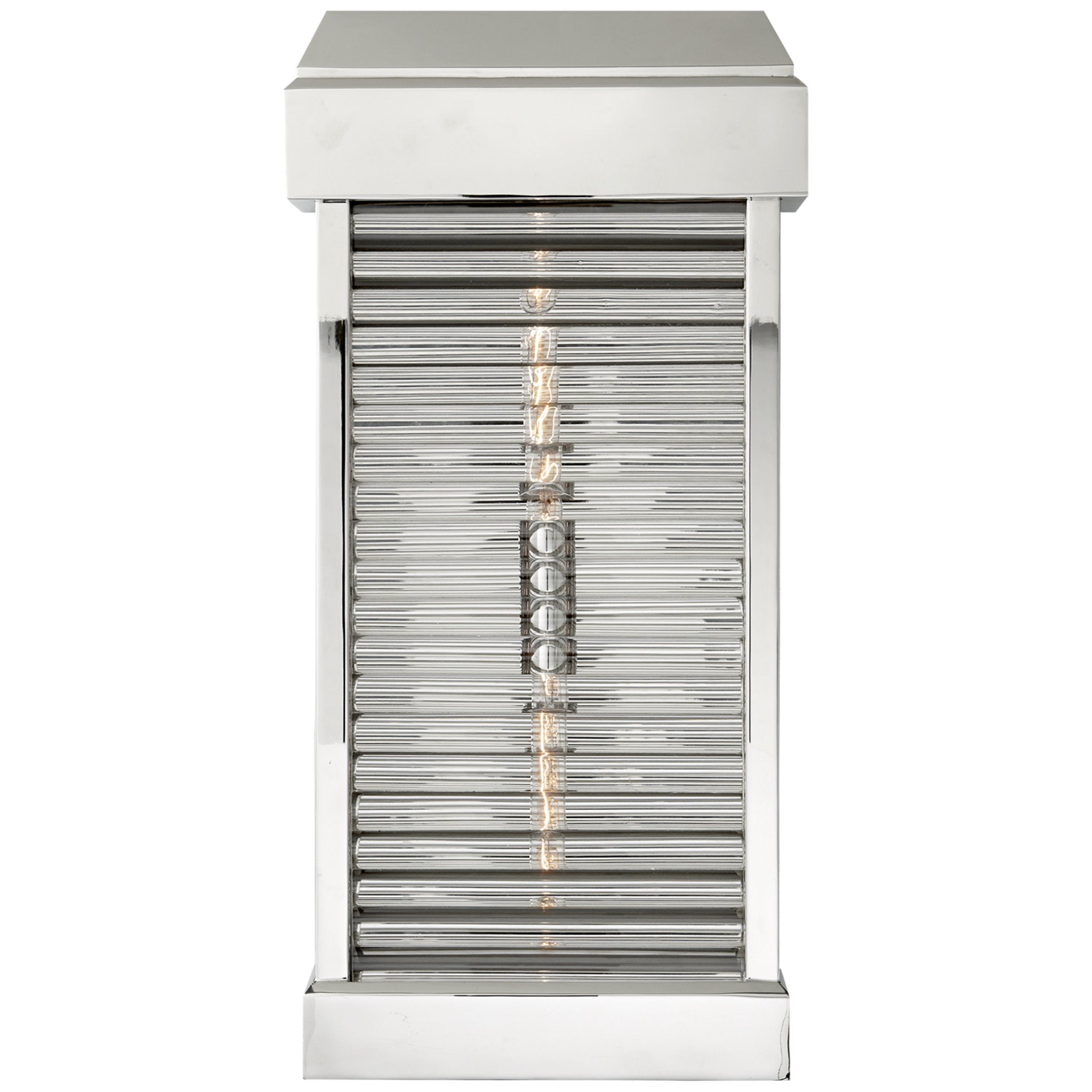 Chapman & Myers Dunmore Large Curved Glass Louver Sconce in Polished Nickel with Clear Glass Outdoor Lighting W11.25" x H23"