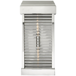 Chapman & Myers Dunmore Large Curved Glass Louver Sconce in Polished Nickel with Clear Glass