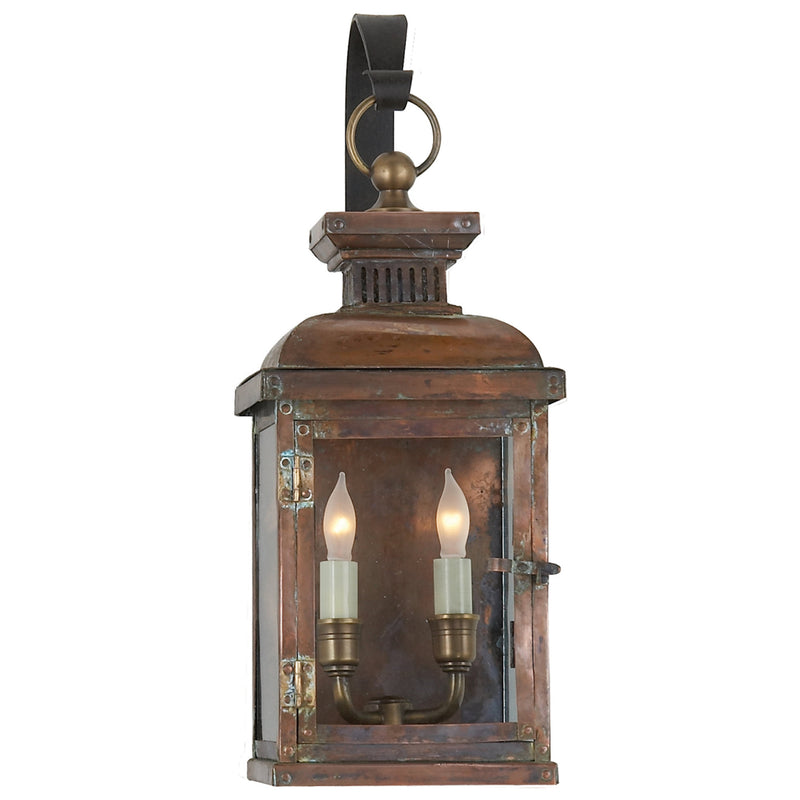 Chapman & Myers Suffork Small Scroll Arm Lantern in Natural Copper