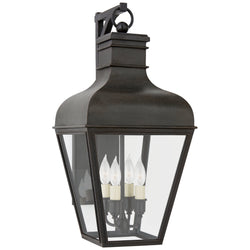 Chapman & Myers Fremont Small Bracketed Wall Lantern in French Rust with Clear Glass