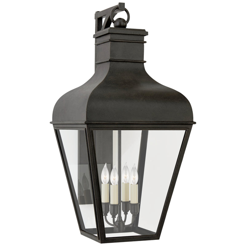 Chapman & Myers Fremont Medium Bracketed Wall Lantern in French Rust with Clear Glass