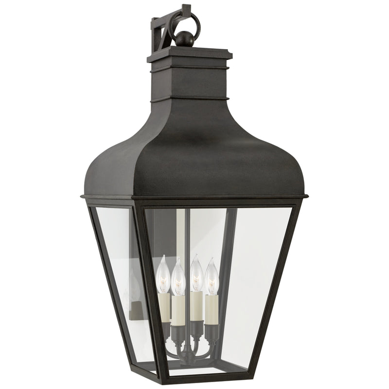 Chapman & Myers Fremont Large Bracketed Wall Lantern in French Rust with Clear Glass