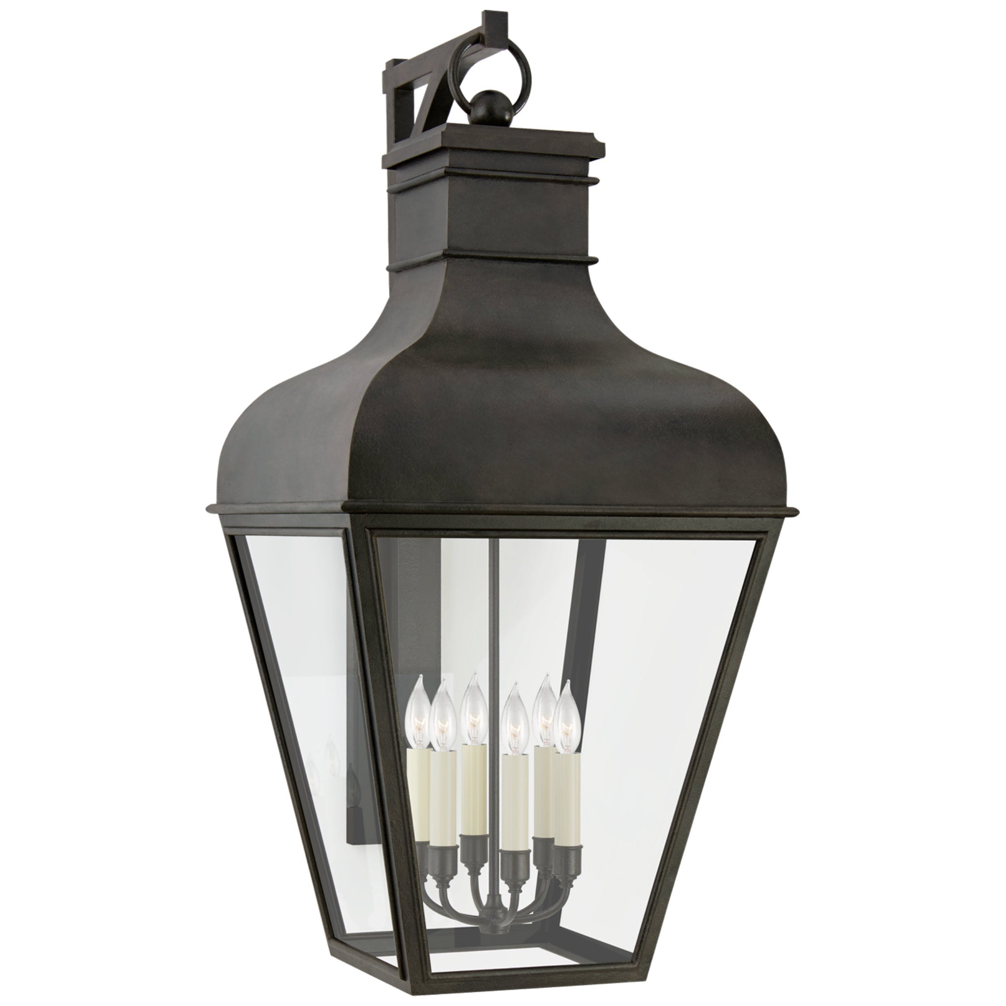 Chapman & Myers Fremont Grande Bracketed Wall Lantern in French Rust with Clear Glass Outdoor Lighting W22" x H45.75"