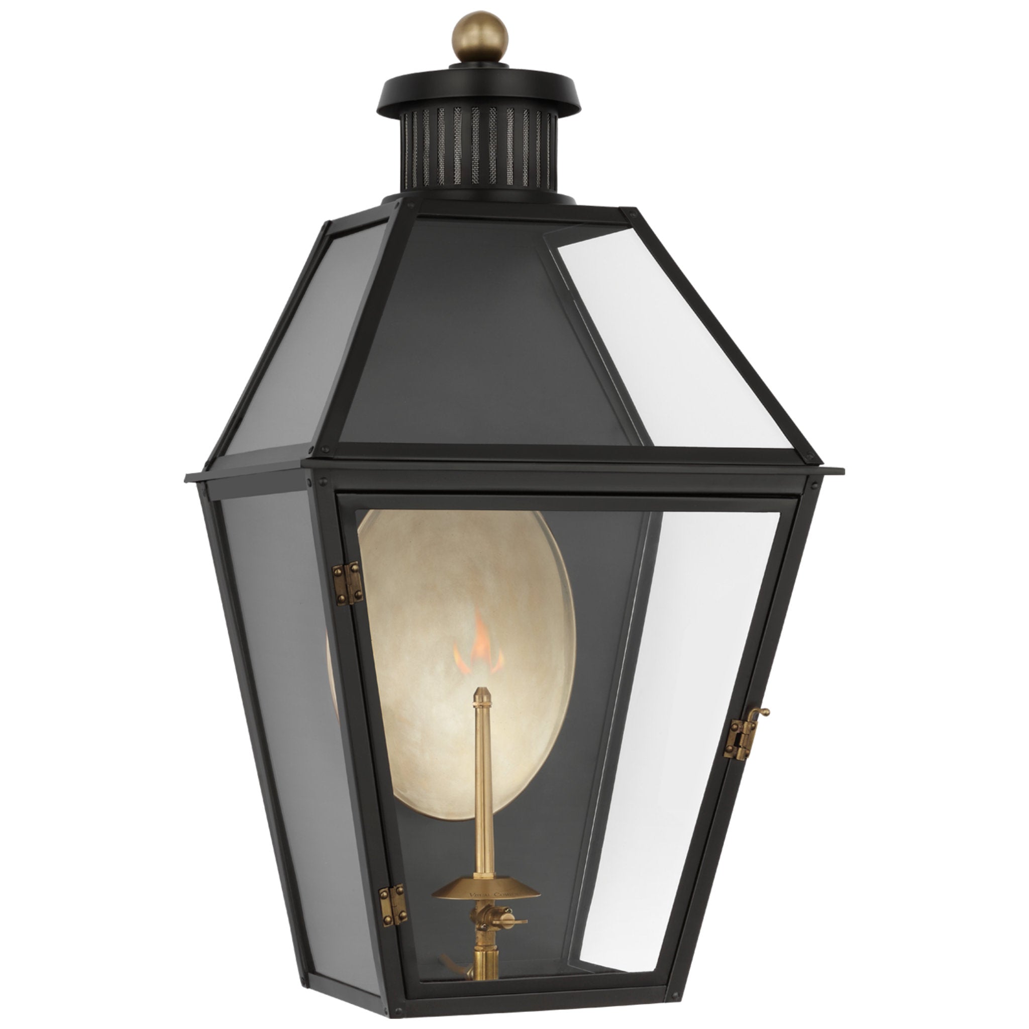 Chapman & Myers Stratford Medium 3/4 Gas Wall Lantern in Matte Black with Clear Glass Outdoor Lighting W14.75" x H26"
