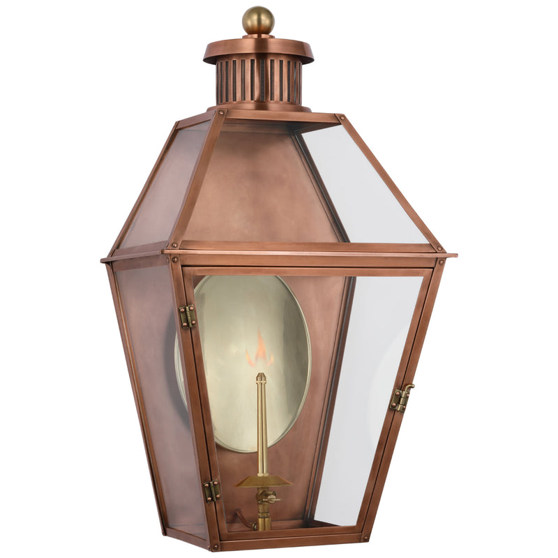 Chapman & Myers Stratford Medium 3/4 Gas Wall Lantern in Soft Copper with Clear Glass