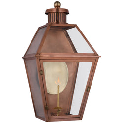 Chapman & Myers Stratford Large 3/4 Gas Wall Lantern in Soft Copper with Clear Glass