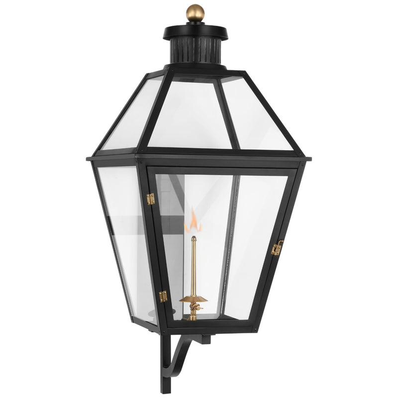 Chapman & Myers Stratford XL Bracketed Gas Wall Lantern in Matte Black with Clear Glass