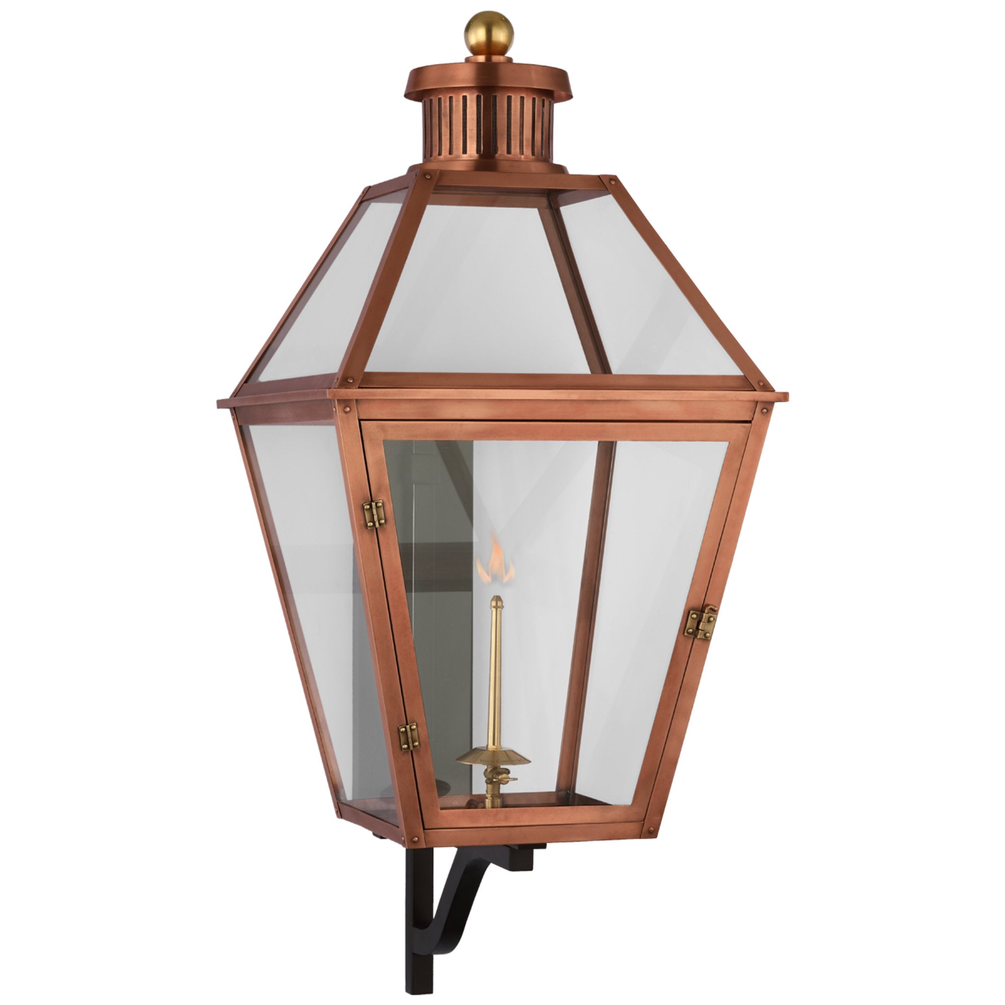 Chapman & Myers Stratford XL Bracketed Gas Wall Lantern in Soft Copper with Clear Glass