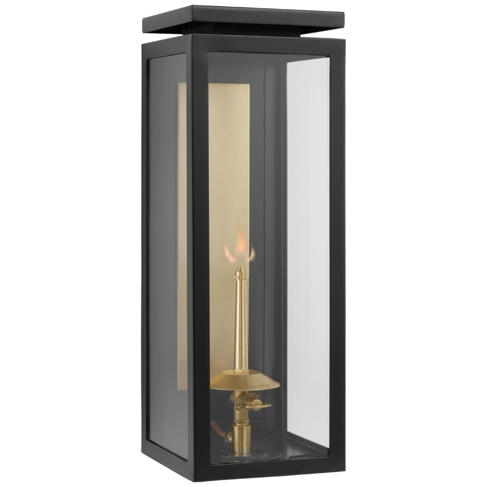 Chapman & Myers Fresno Medium 3/4 Gas Wall Lantern in Matte Black with Clear Glass Outdoor Lighting W6" x H17.25"