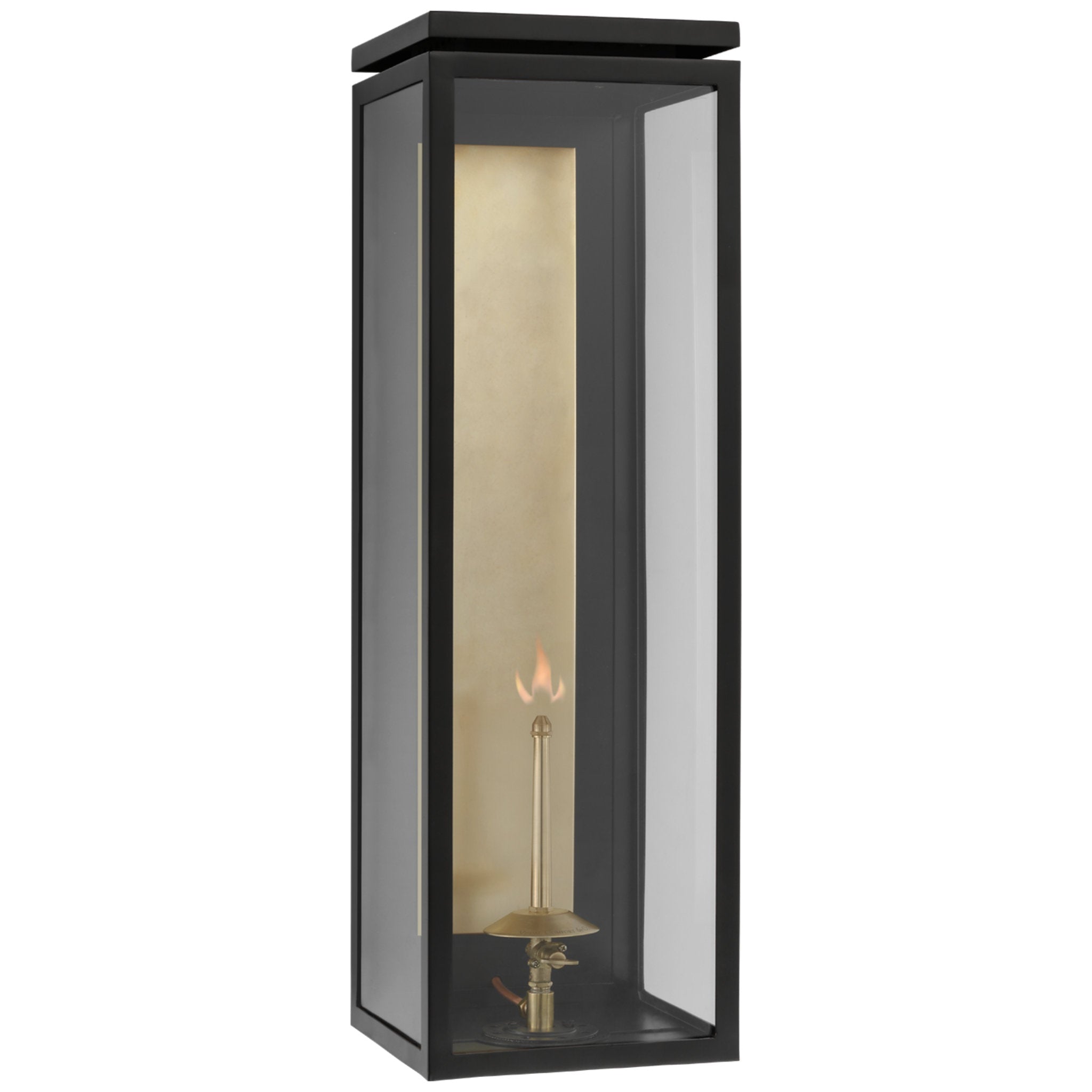 Chapman & Myers Fresno XL 3/4 Gas Wall Lantern in Matte Black with Clear Glass Outdoor Lighting W8" x H26.25"