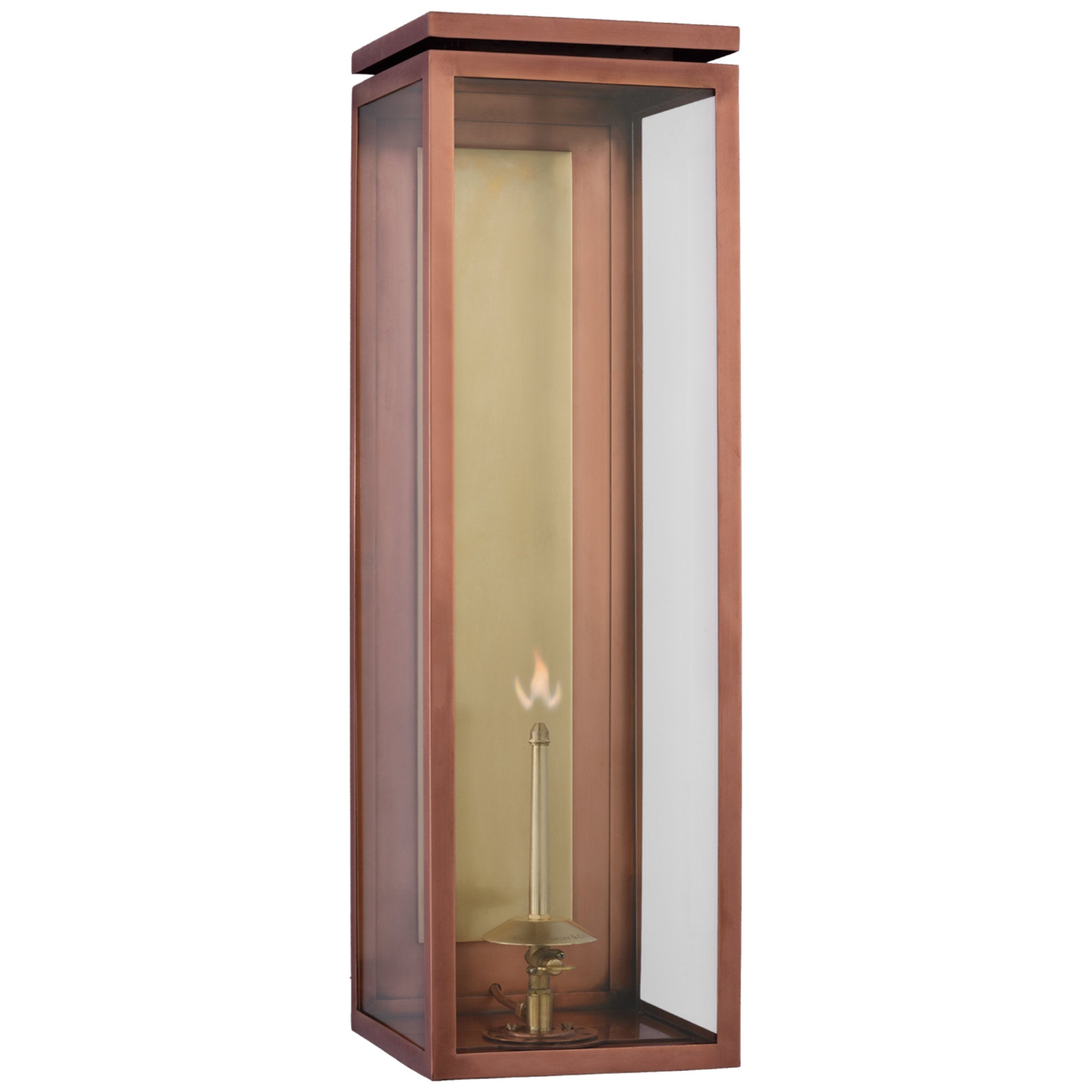 Chapman & Myers Fresno XL 3/4 Gas Wall Lantern in Soft Copper with Clear Glass