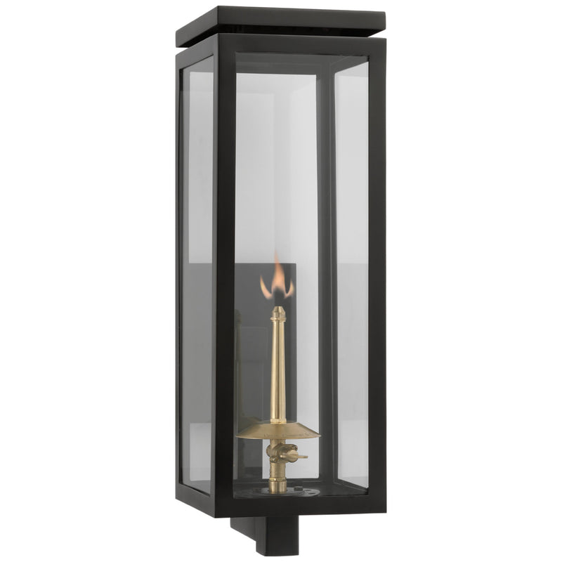 Chapman & Myers Fresno Medium Bracketed Gas Wall Lantern in Matte Black with Clear Glass