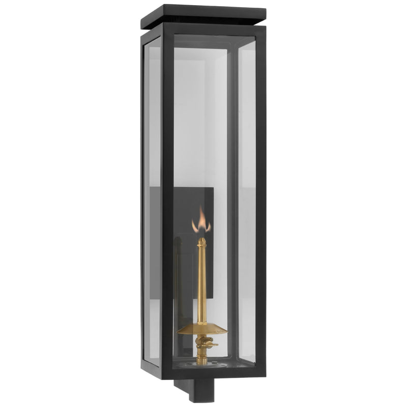 Chapman & Myers Fresno Large Bracketed Gas Wall Lantern in Matte Black with Clear Glass