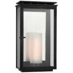 Chapman & Myers Cheshire Medium 3/4 Wall Lantern in Aged Iron with Clear Glass