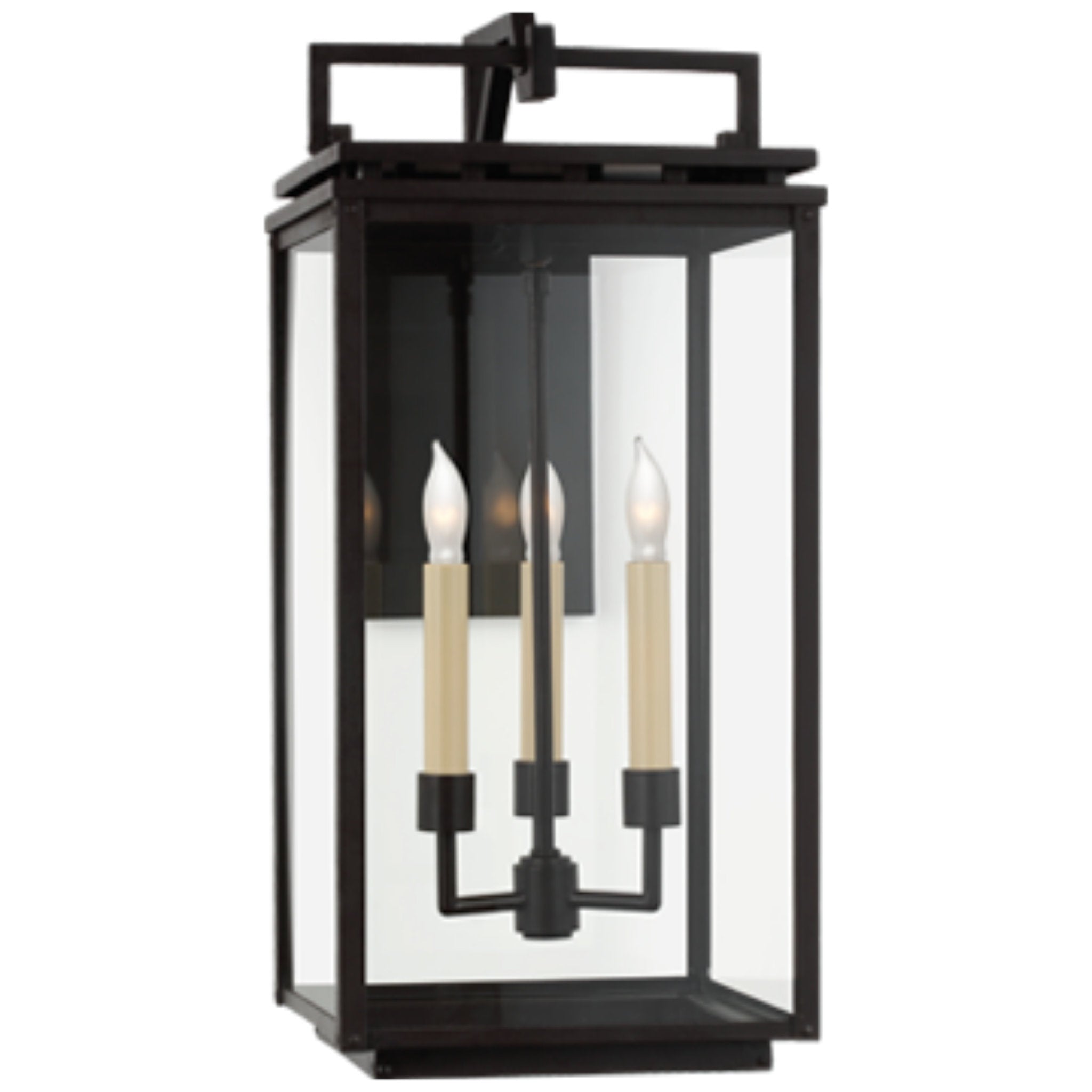 Chapman & Myers Cheshire Medium Bracketed Wall Lantern in Aged Iron with Clear Glass