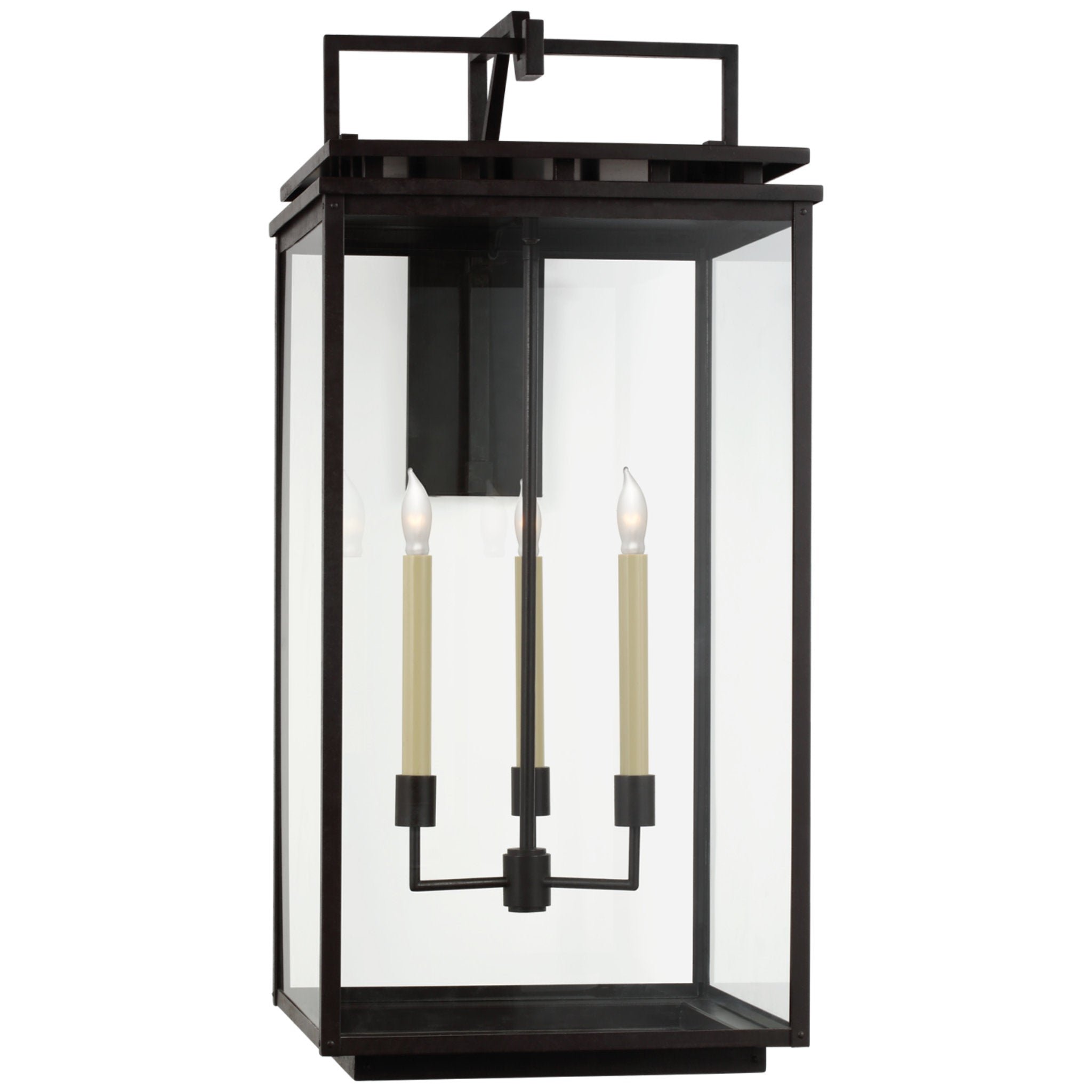 Chapman & Myers Cheshire Grande Bracketed Wall Lantern in Aged Iron with Clear Glass