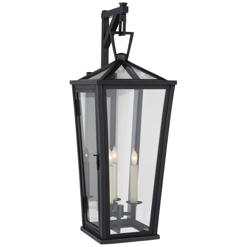 Chapman & Myers Darlana Medium Tall Bracketed Wall Lantern in Bronze with Clear Glass