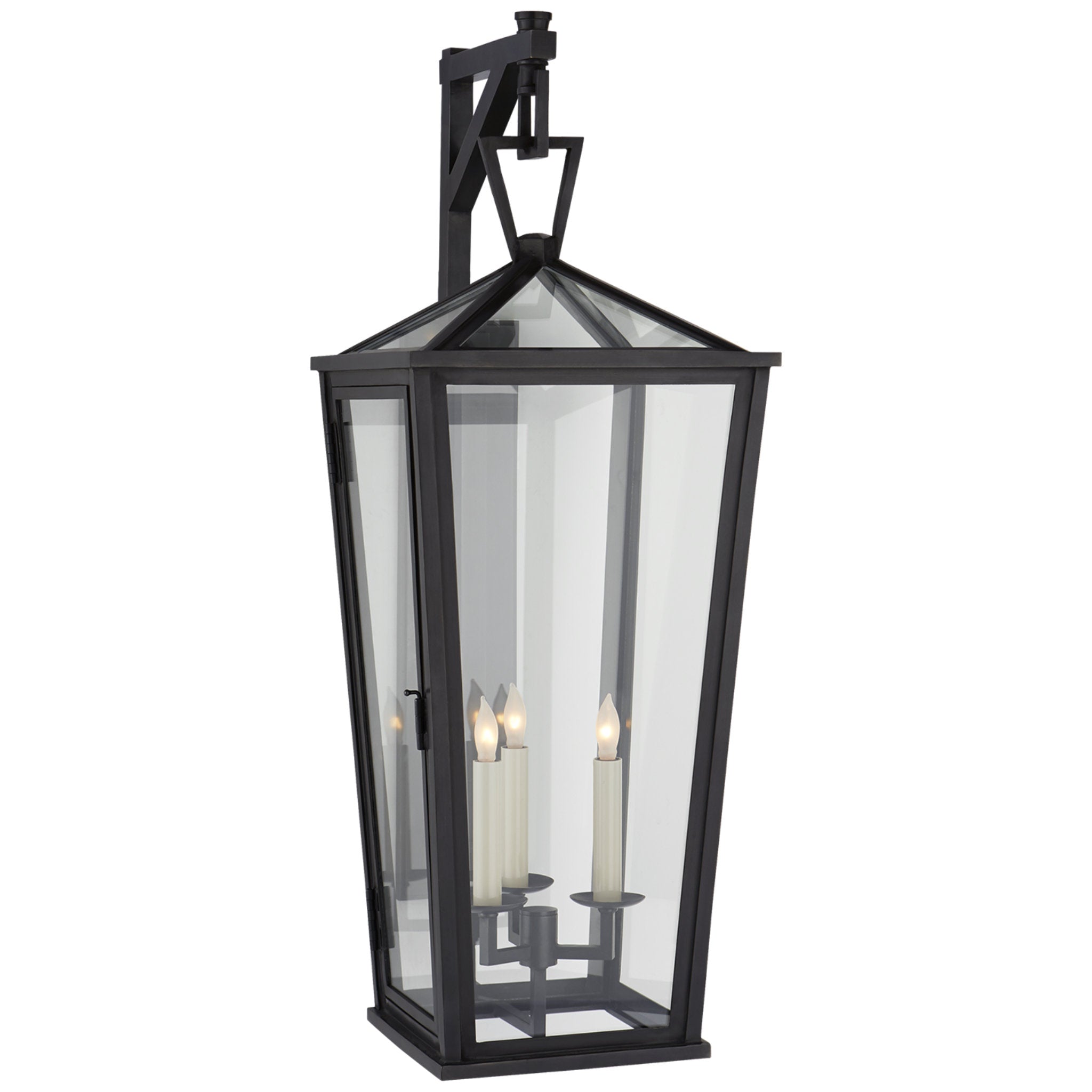 Chapman & Myers Darlana Large Tall Bracketed Wall Lantern in Bronze with Clear Glass
