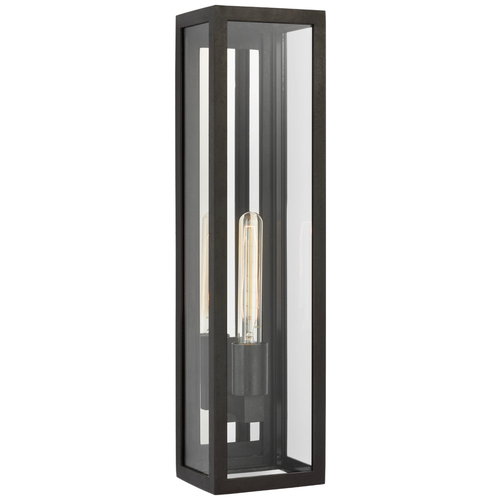 Chapman & Myers Fresno Large Tall 3/4 Wall Lantern in Aged Iron with Clear Glass Outdoor Lighting W5.5" x H22"