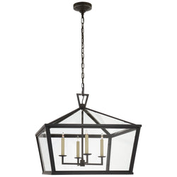 Chapman & Myers Darlana Medium Wide Hanging Lantern in Bronze with Clear Glass