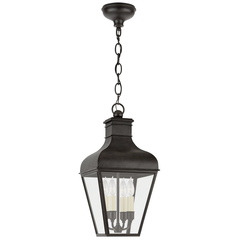 Chapman & Myers Fremont Medium Hanging Lantern in French Rust with Clear Glass