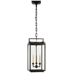 Chapman & Myers Cheshire Medium Hanging Lantern in Aged Iron with Clear Glass
