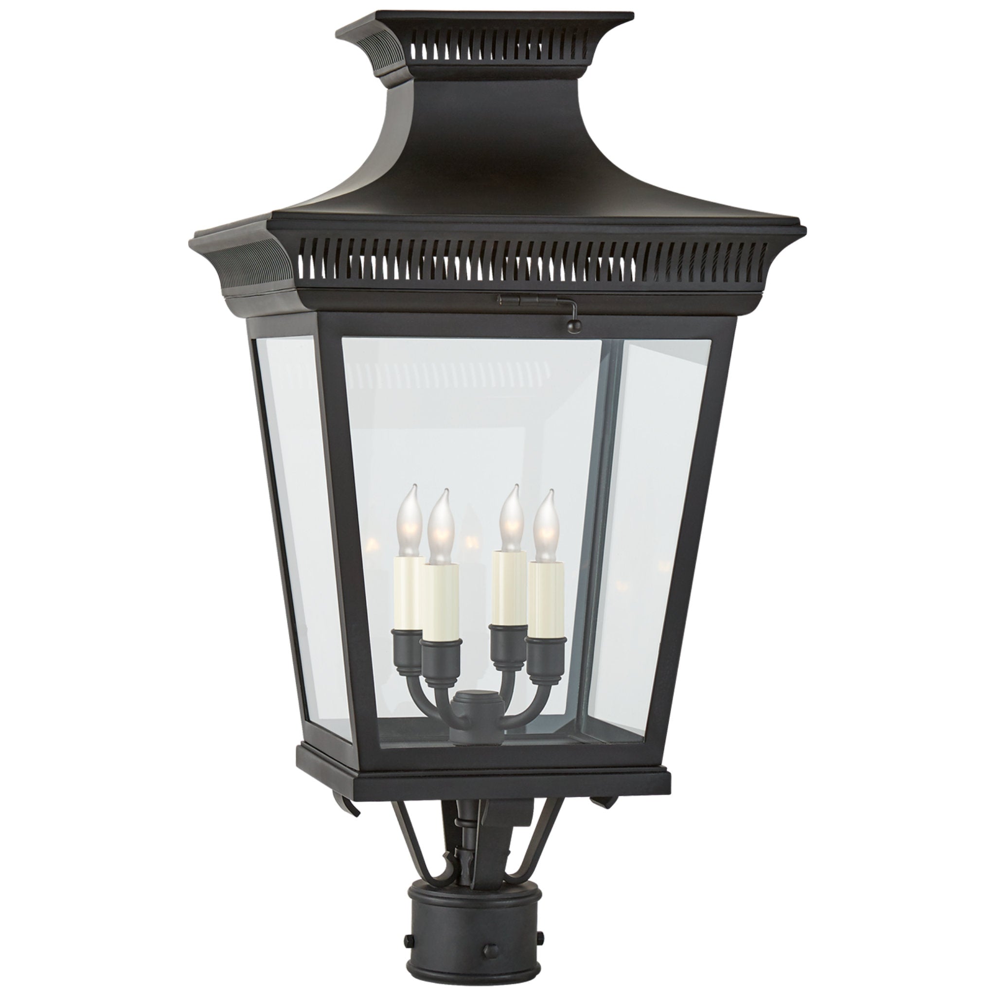 Chapman & Myers Elsinore Medium Post Lantern in Black with Clear Glass