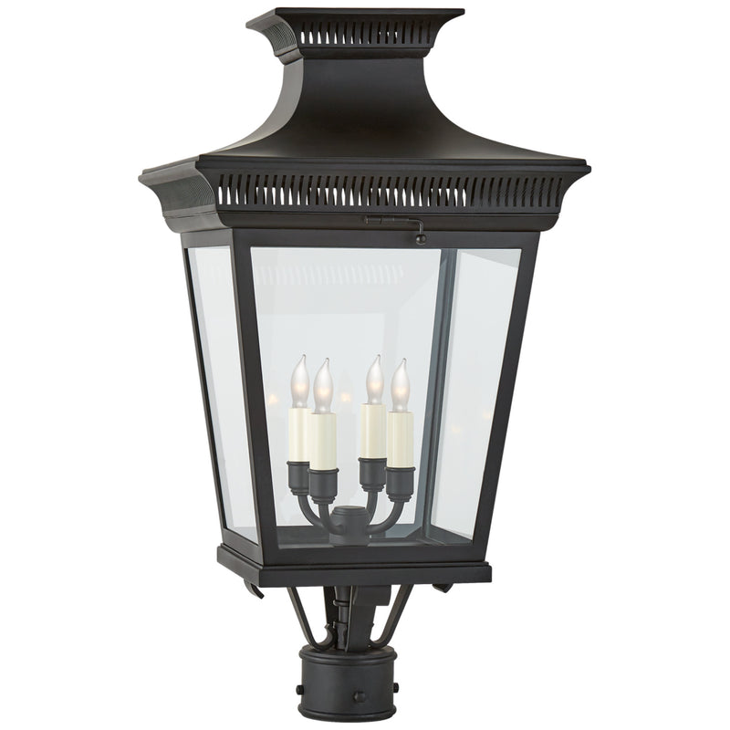 Chapman & Myers Elsinore Medium Post Lantern in Black with Clear Glass