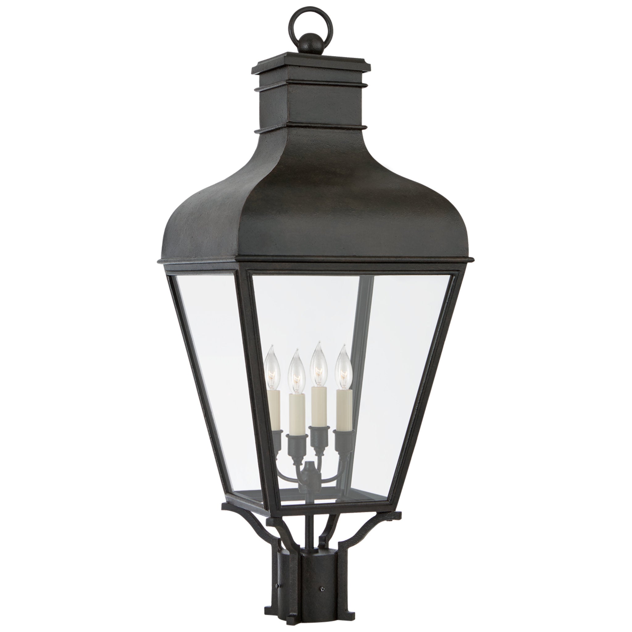 Chapman & Myers Fremont Post Light in French Rust with Clear Glass Outdoor Lighting W13" x H32.5"