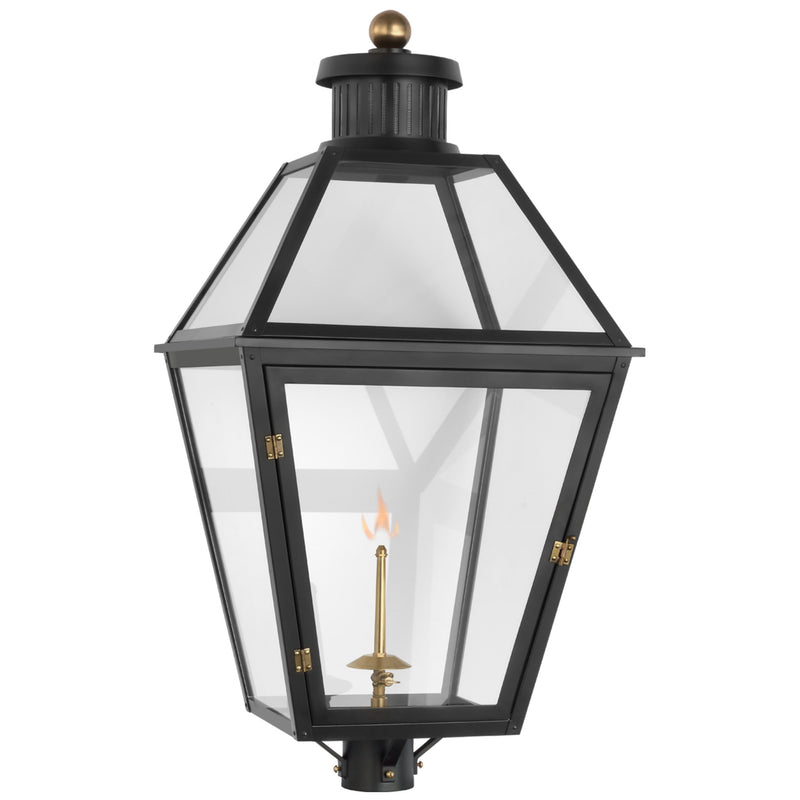 Chapman & Myers Stratford Gas Post Light in Matte Black with Clear Glass