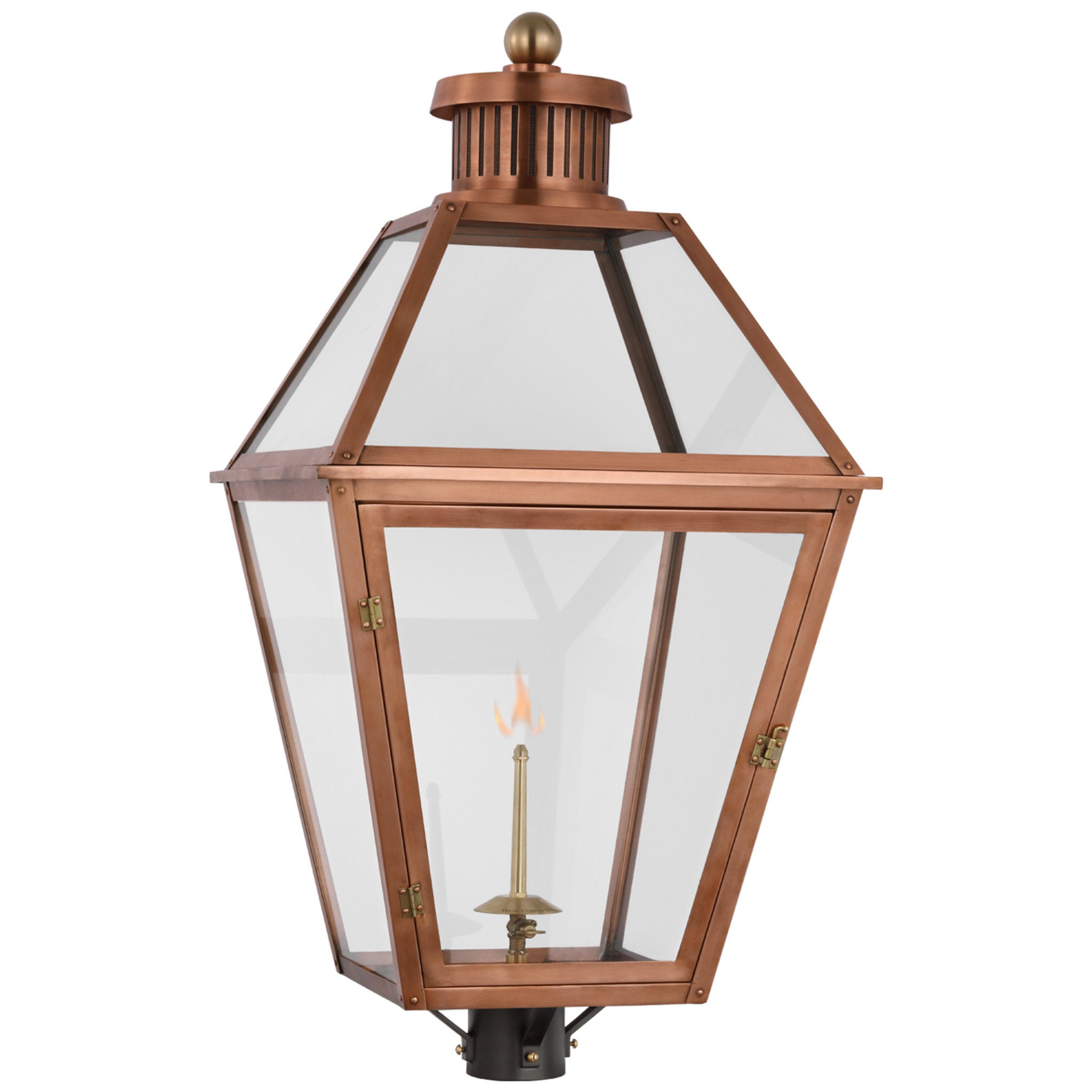 Chapman & Myers Stratford Gas Post Light in Soft Copper with Clear Glass Outdoor Lighting W18" x H35.25"
