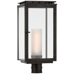 Chapman & Myers Cheshire Post Light in Aged Iron with Clear Glass