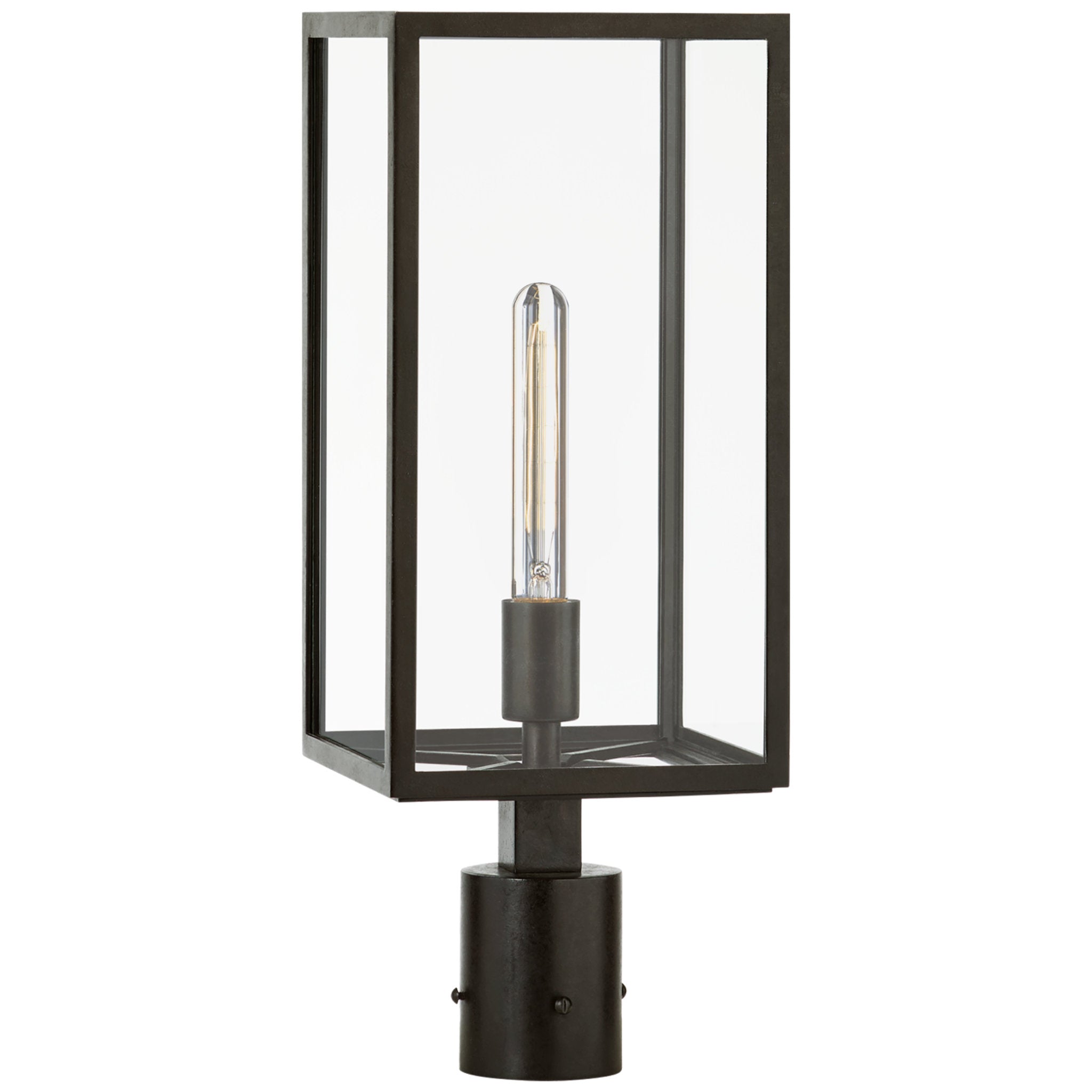 Chapman & Myers Fresno Post Light in Aged Iron with Clear Glass