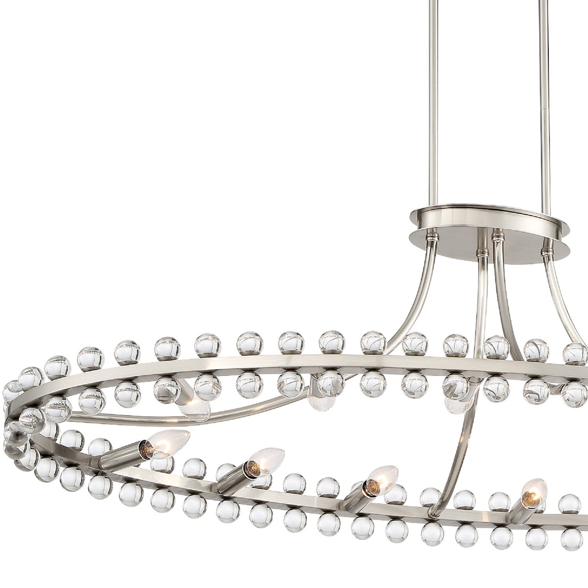 Clover 45'' Brushed Nickel Oval Chandelier Silver 45"W x 12"H x 22"D