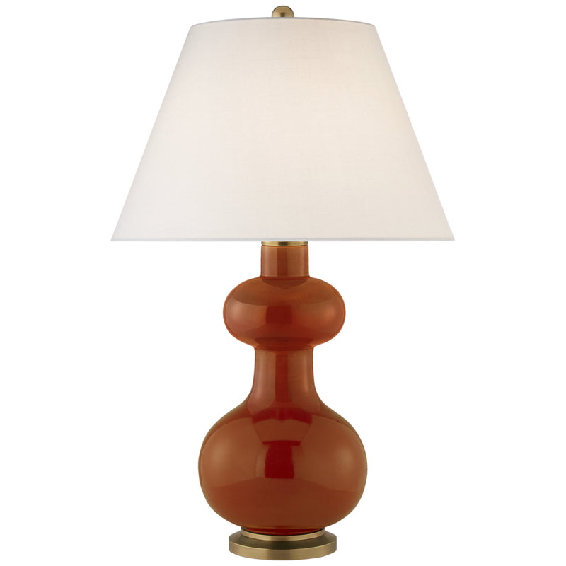 Christopher Spitzmiller Chambers Medium Table Lamp in Cinnabar with Linen Shade