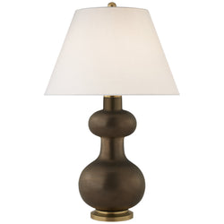 Christopher Spitzmiller Chambers Medium Table Lamp in Matte Bronze with Linen Shade
